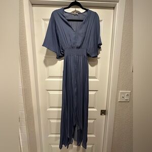 Grade & Gather Blue Pleated Maxi Dress – Size Large